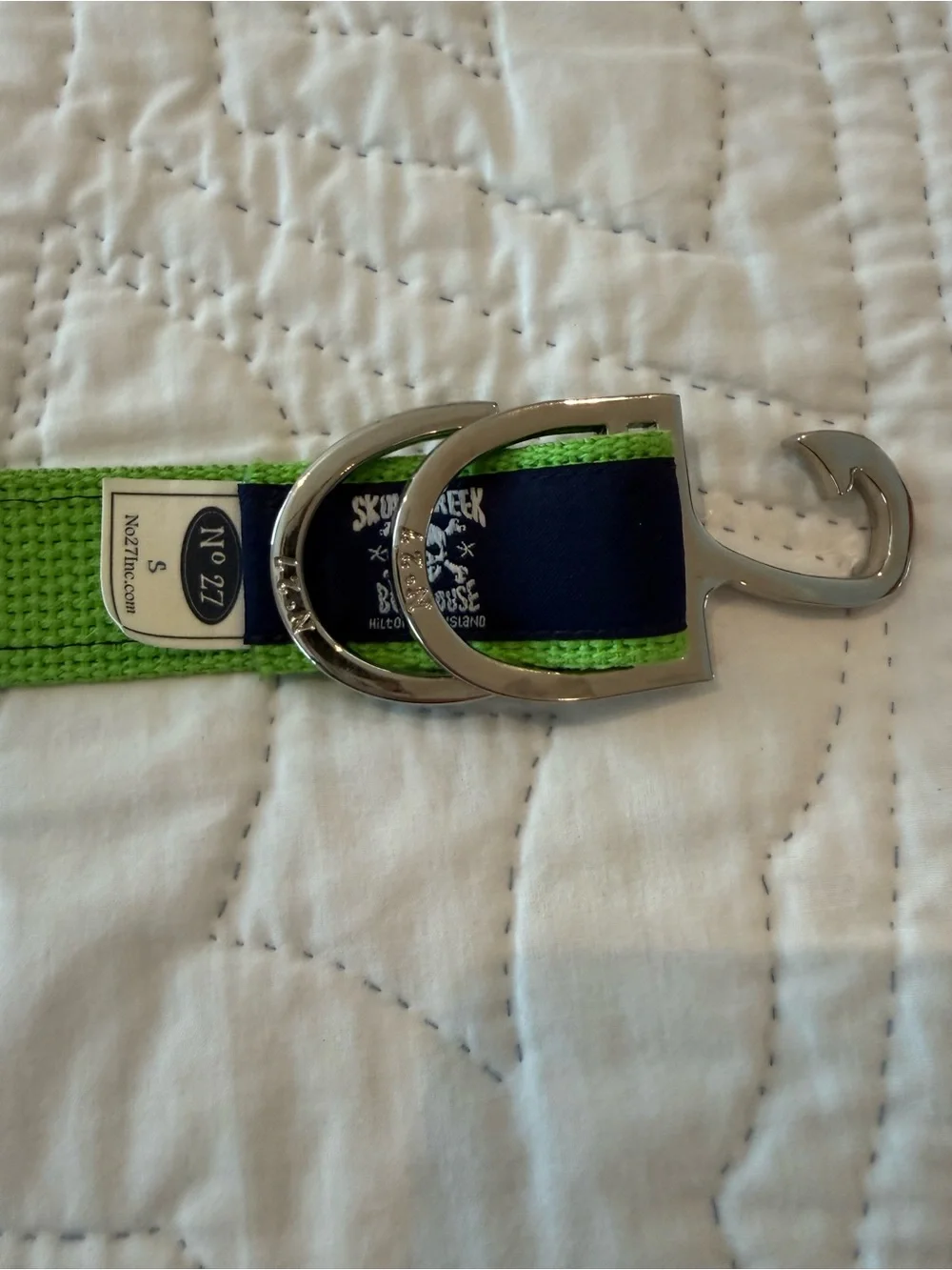 Green & Navy Kids Belt with Metal Buckle